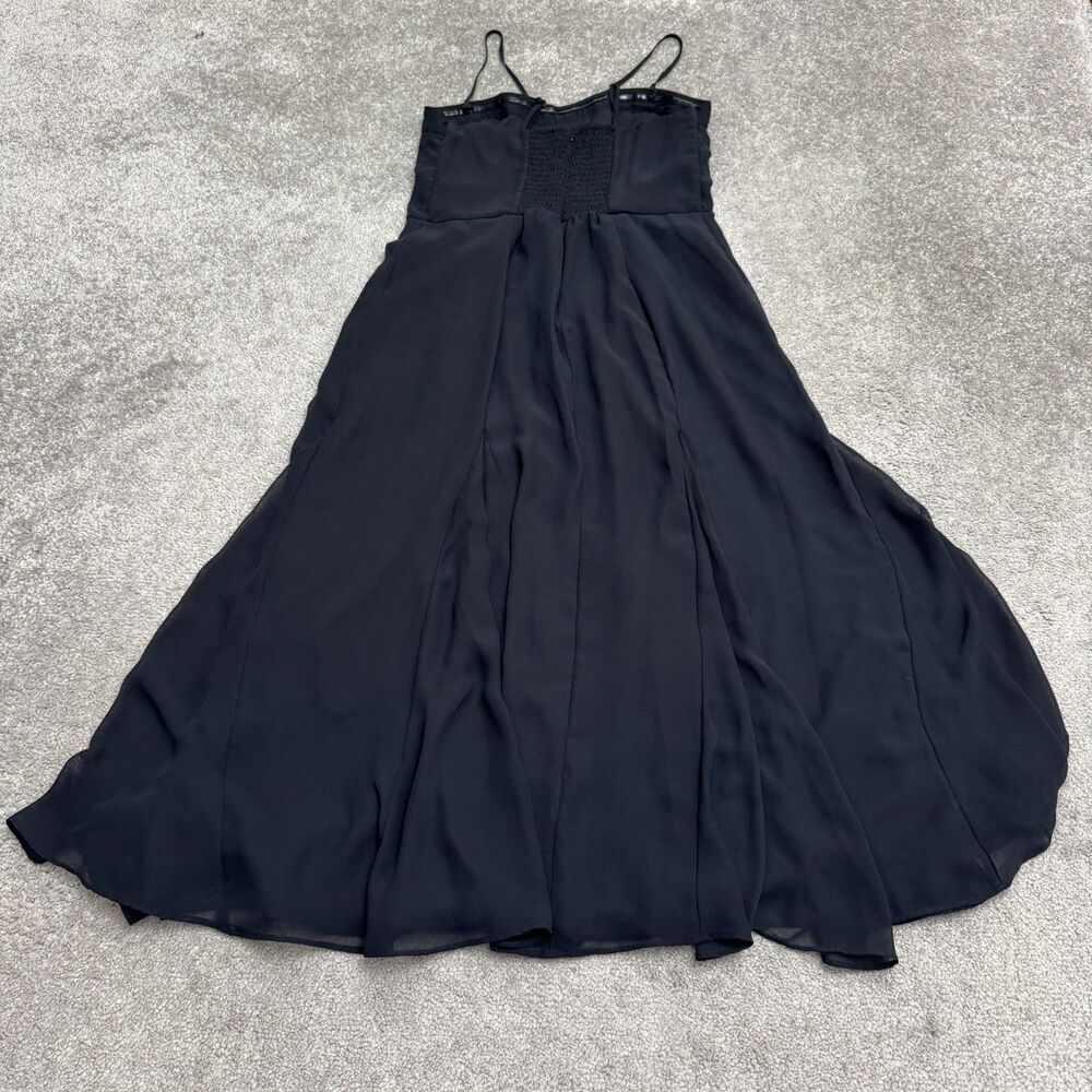 Abercrombie & Fitch Chiffon Smocked Adjustable Strap Maxi Dress Women M Black